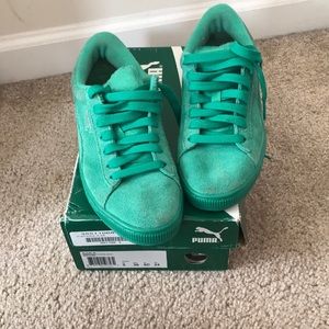 Mint/Green Puma Suede Sneakers
